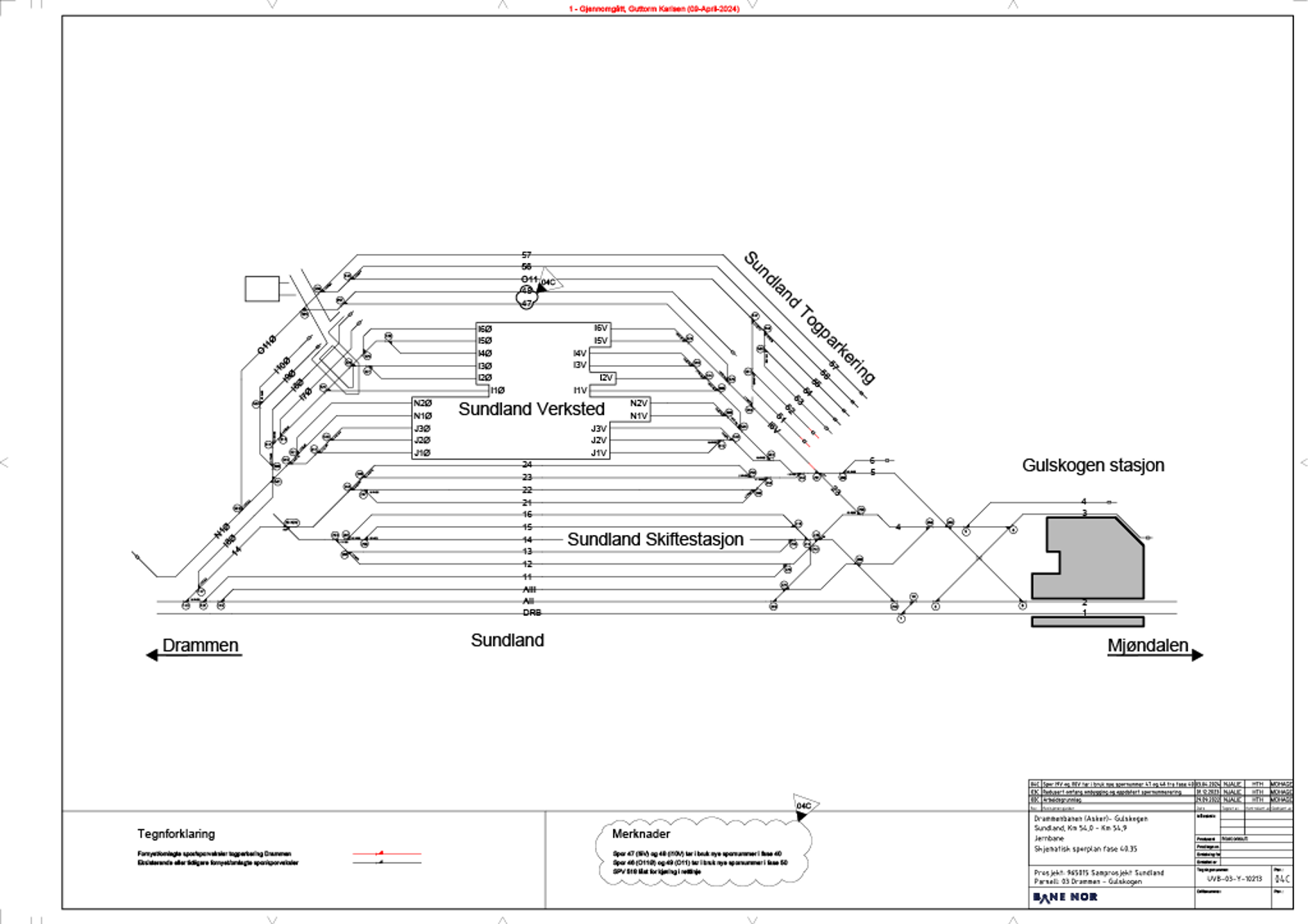 Track plan for Sundland Maintenance Facility, valid from September 2024.