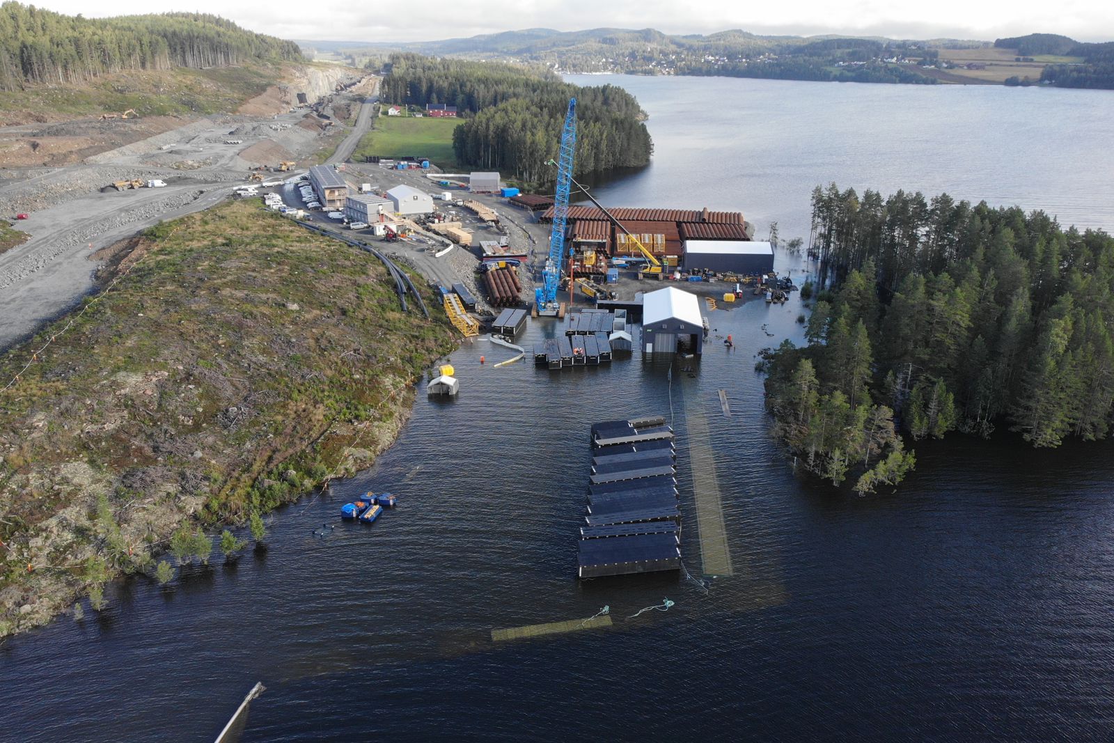 Oversikt over oversvømmet kai