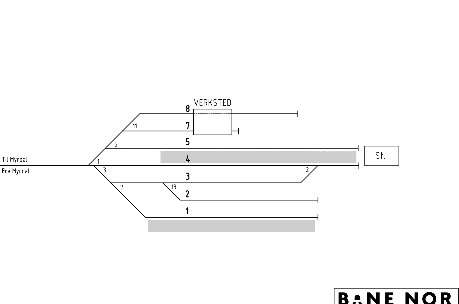 Track plan for Flåm maintenance facility