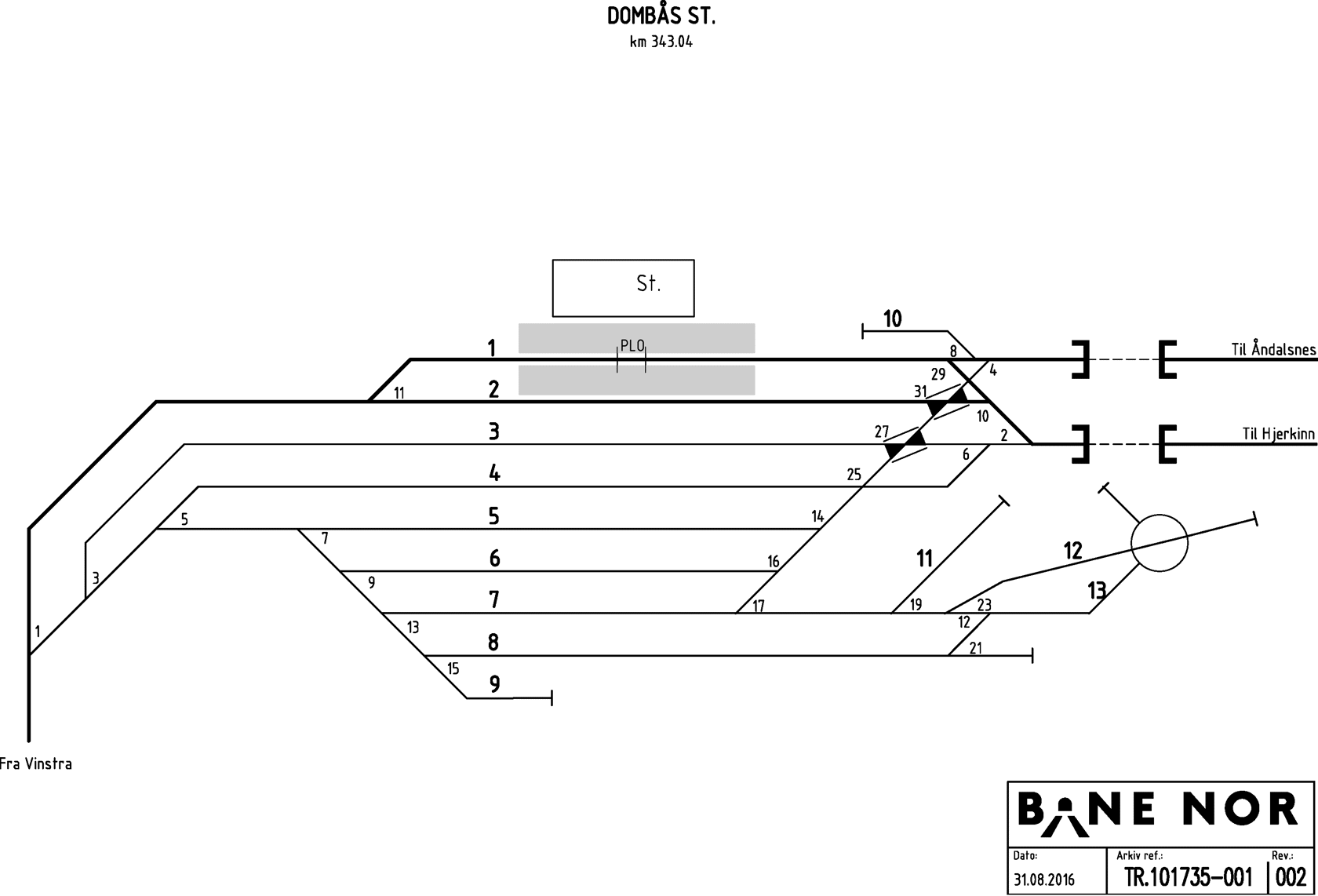 Track plan Dombås station