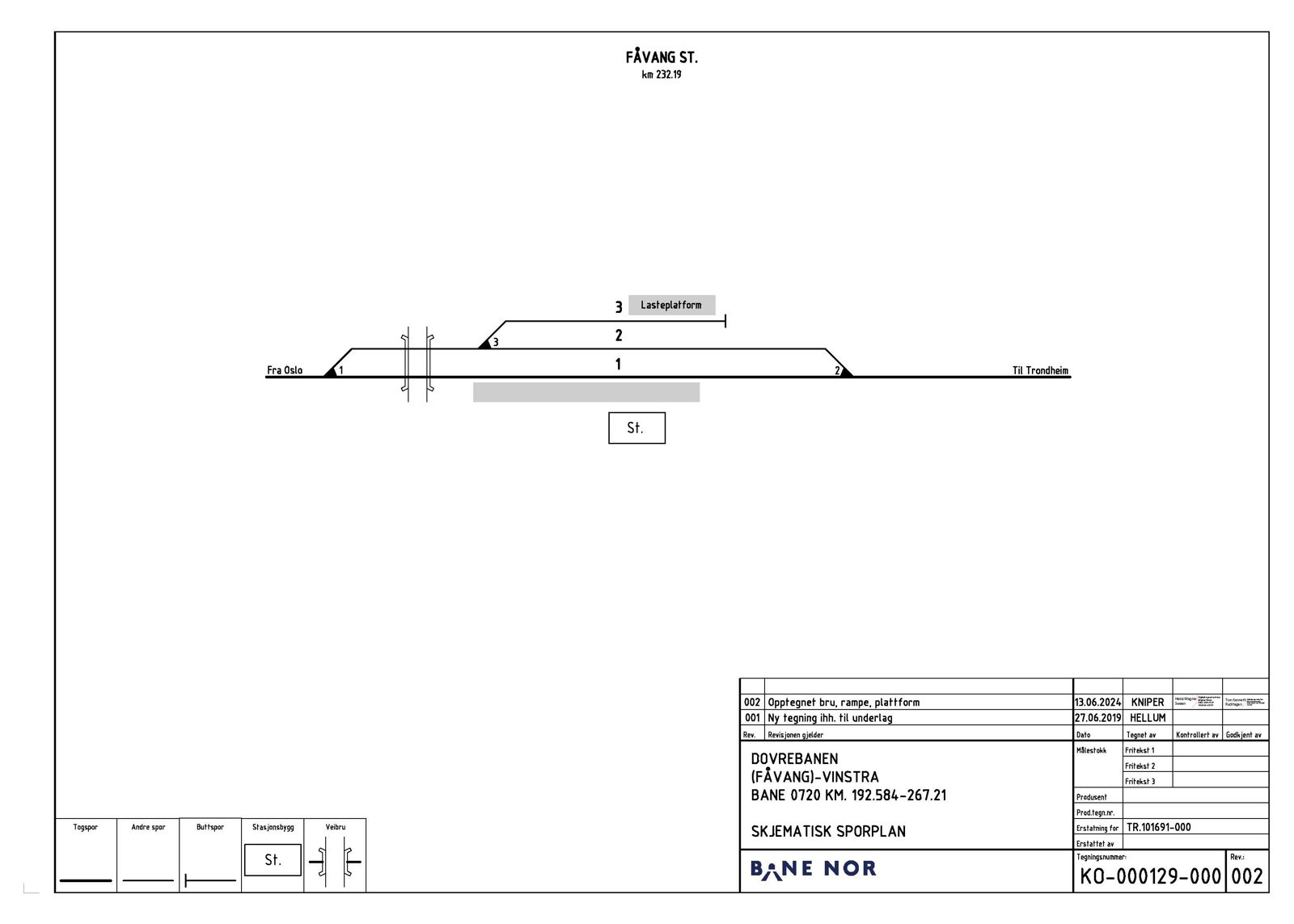 Track plan for Fåvang station