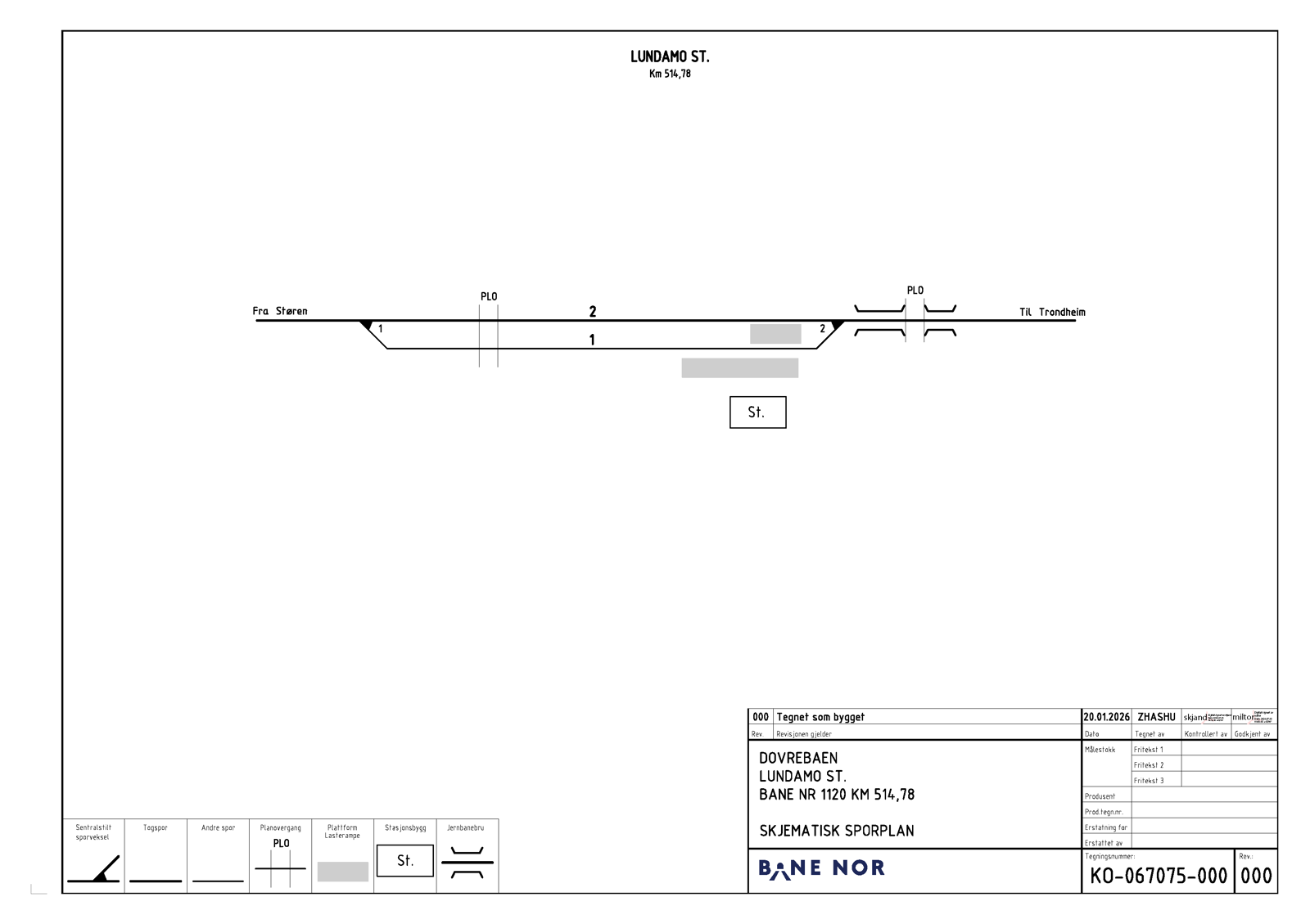 Track plan for Lundamo station.