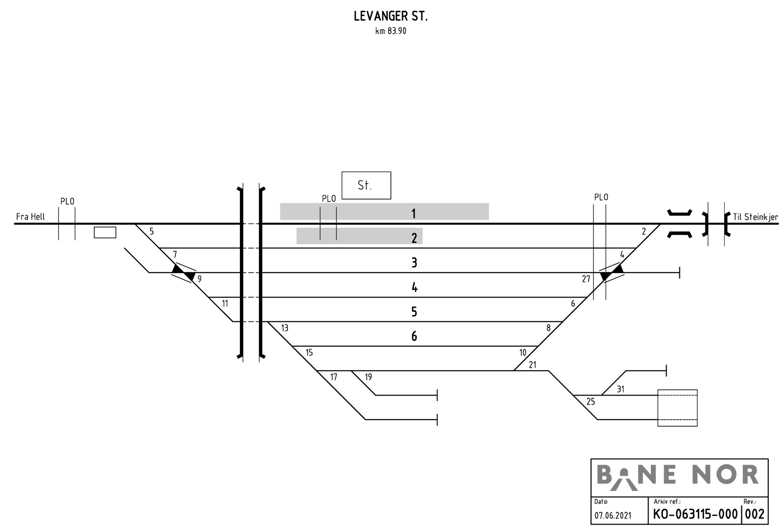 Track plan Levanger station