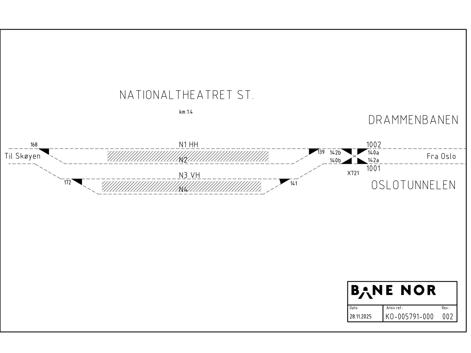 Track plan Nationaltheatret station