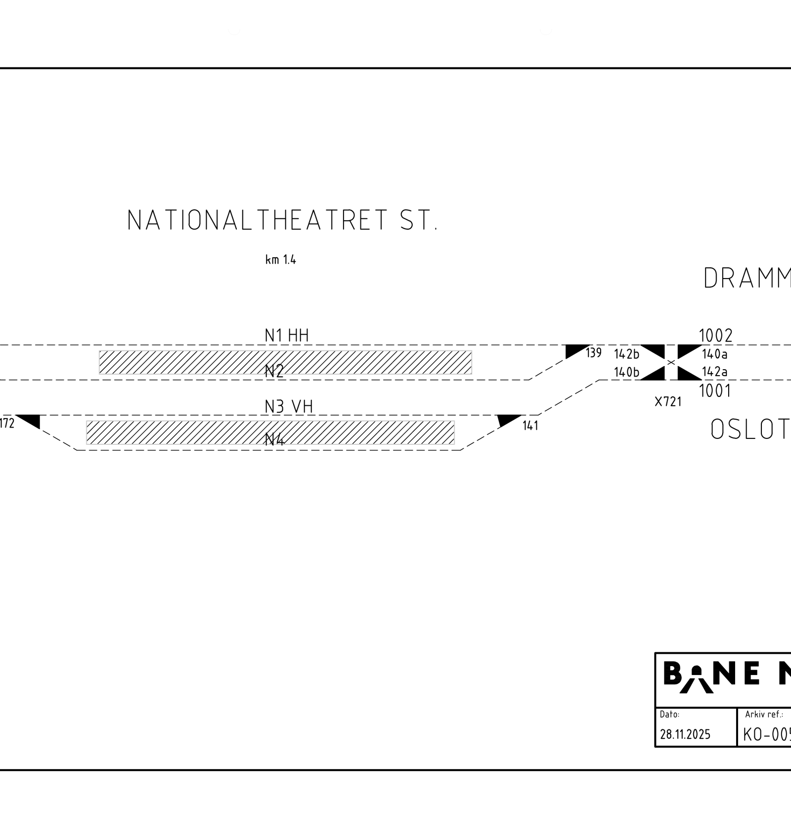 Track plan Nationaltheatret station
