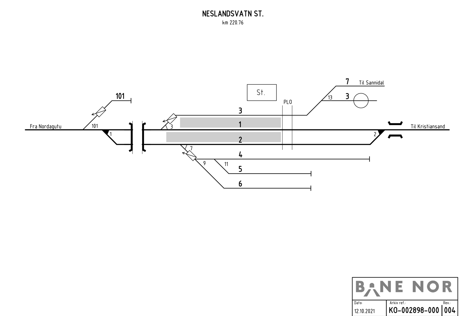 Sporplan Neslandsvatn stasjon
