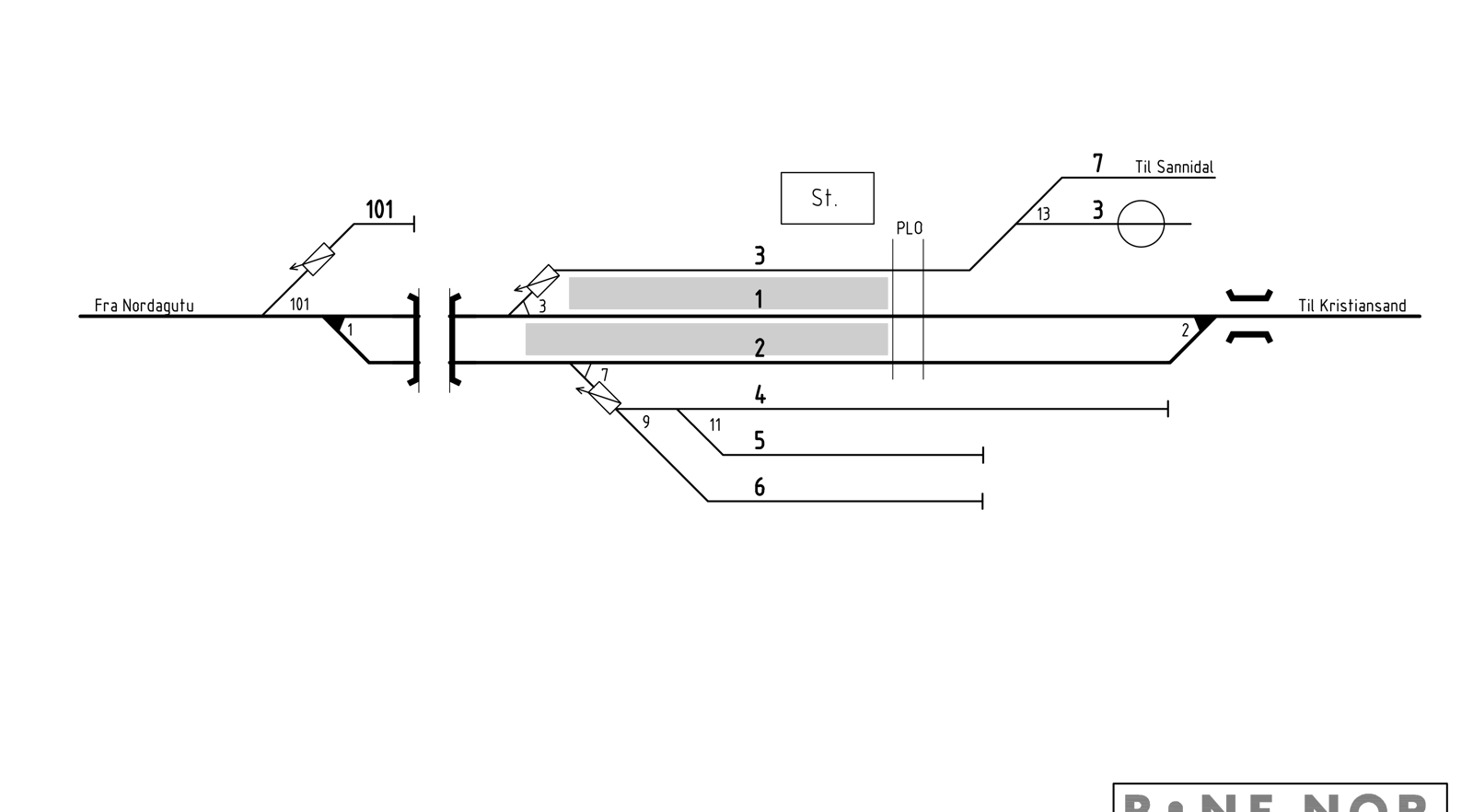 Track plan Neslandsvatn station