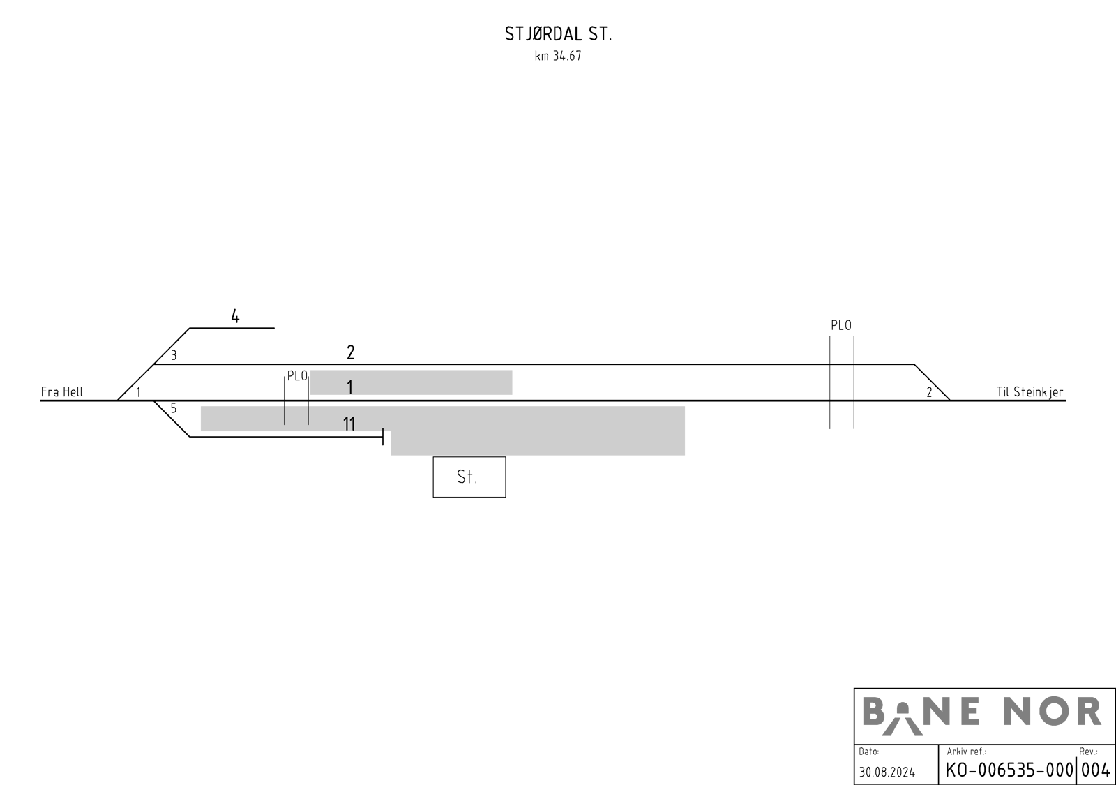 Sporplan Stjørdal stasjon.