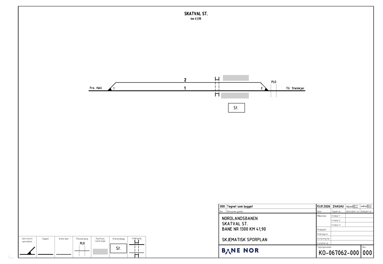 Sporplan for Skatval stasjon.