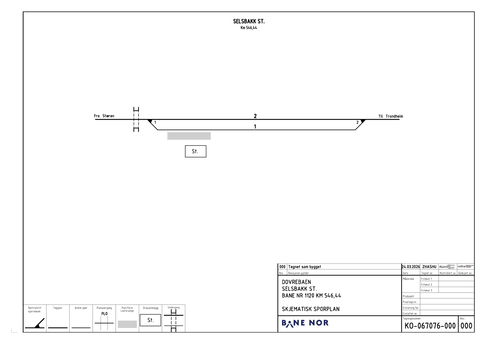 Schematic track plan for Selsbakk station.