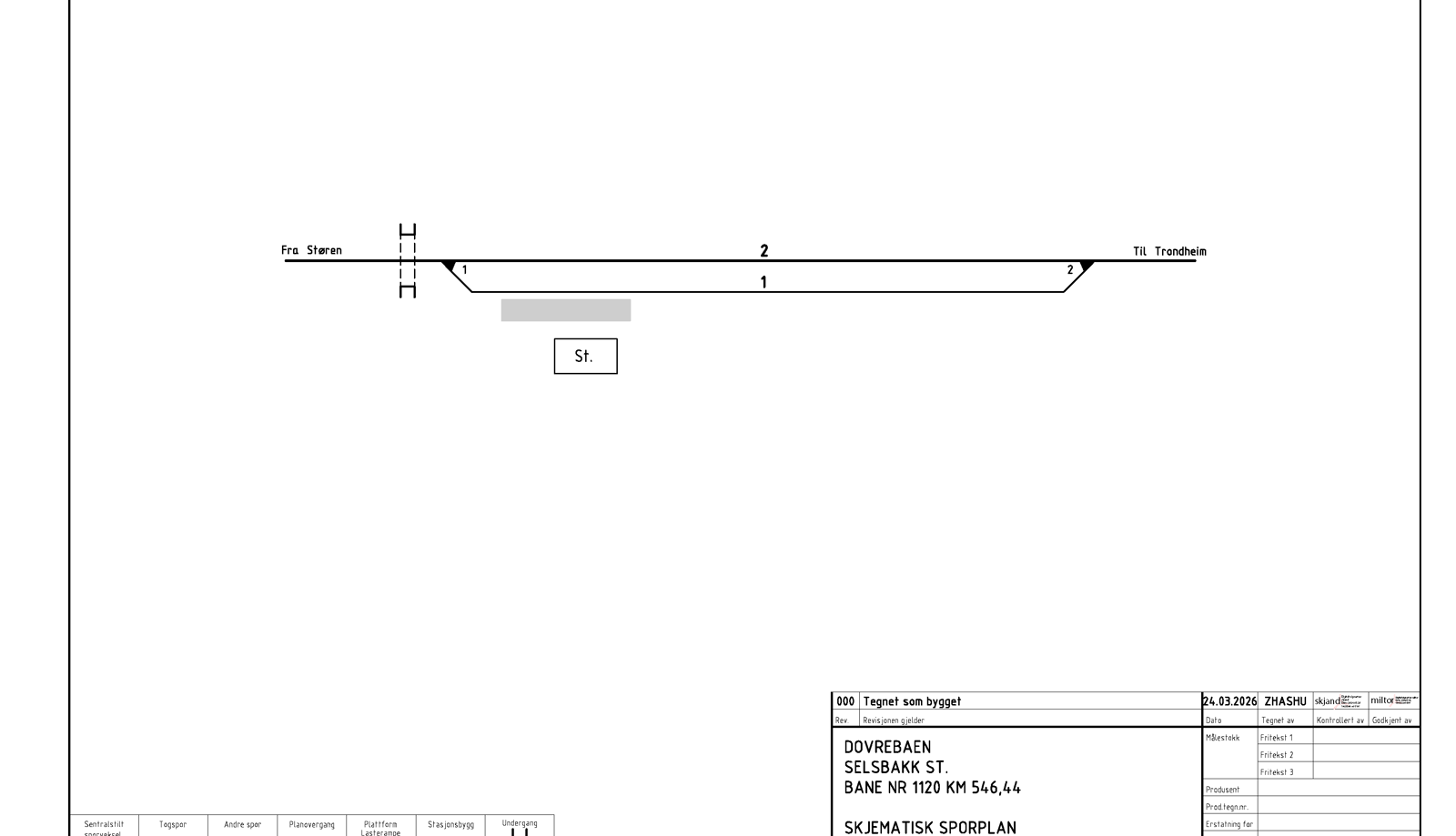 Schematic track plan for Selsbakk station.