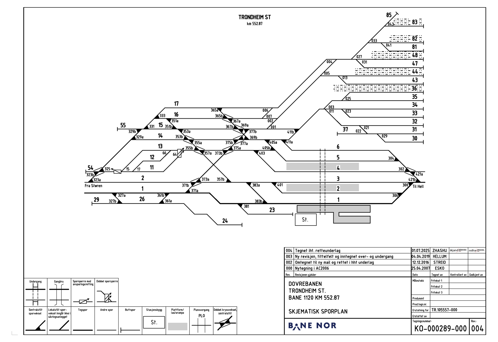 Track plan Trondheim S station