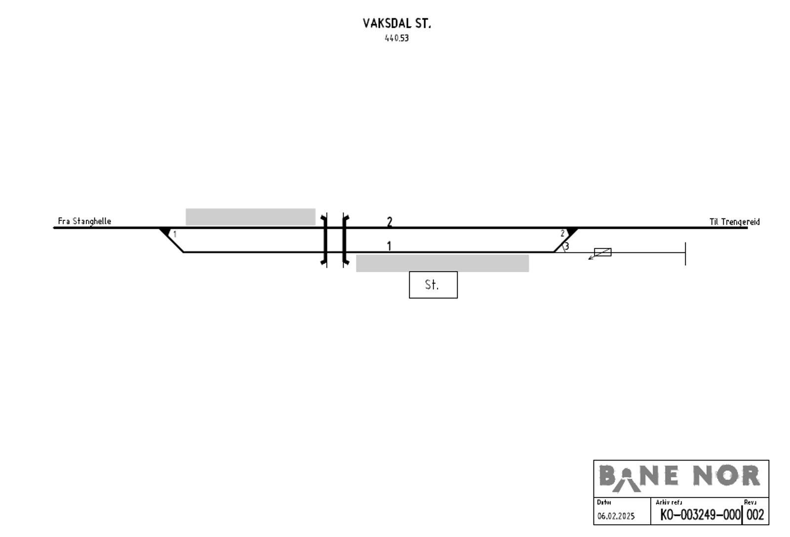 Track plan Vaksdal station