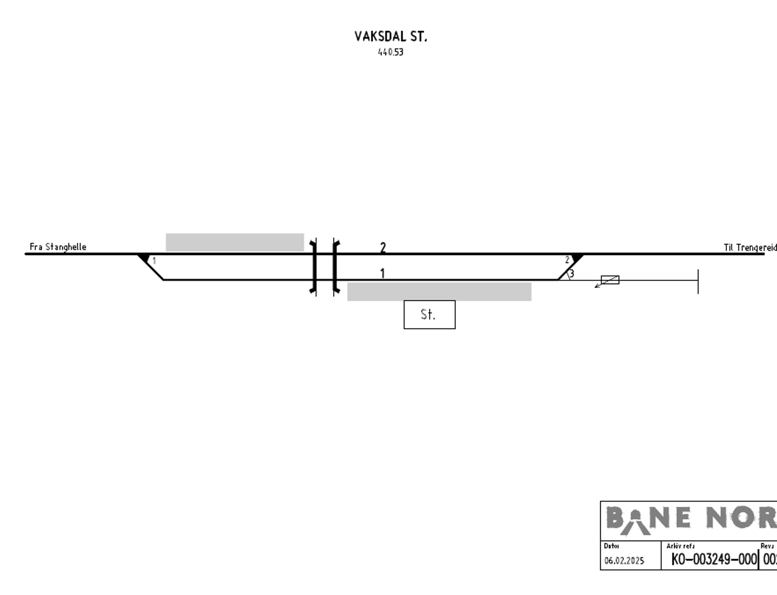Track plan Vaksdal station